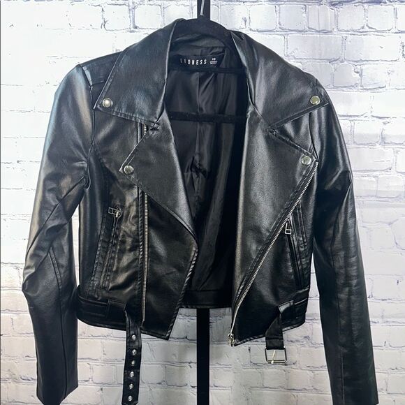 🖤 Lioness Black Faux Leather Moto Jacket XS - Picture 1 of 5